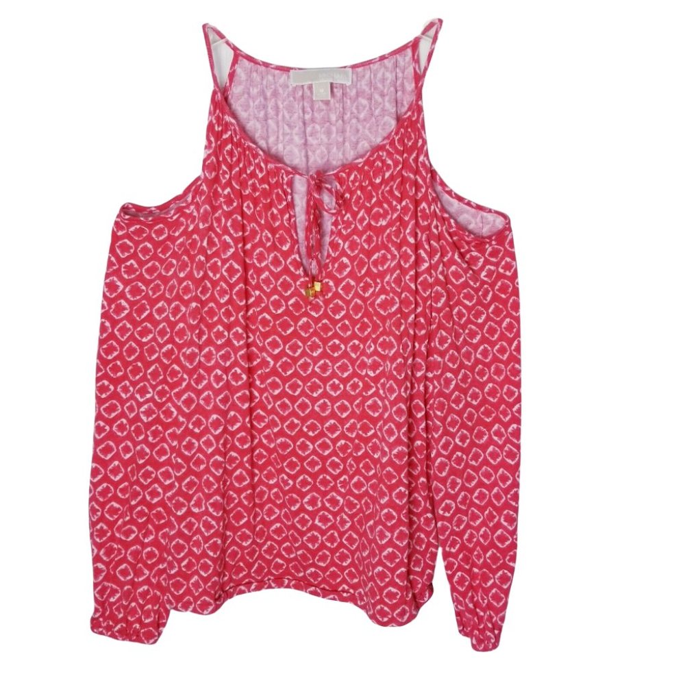 Michael Kors Cold Shoulder Top Women Size Medium Tie Front - Picture 13 of 13